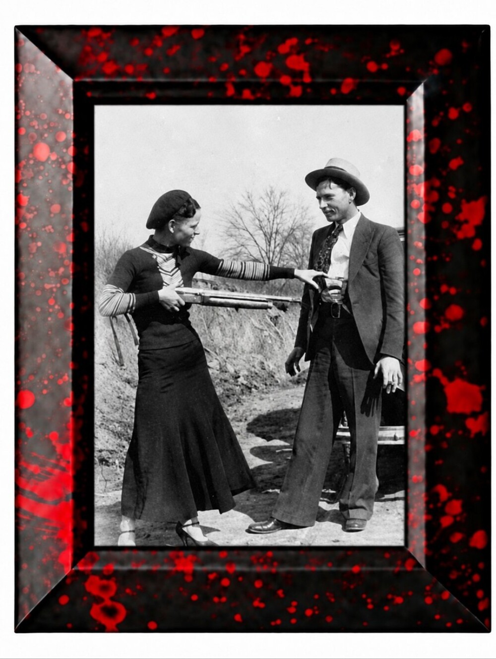 Bonnie & Clyde Vintage Mugshot Serial Killers Retro Wanted Poster Fun Framed